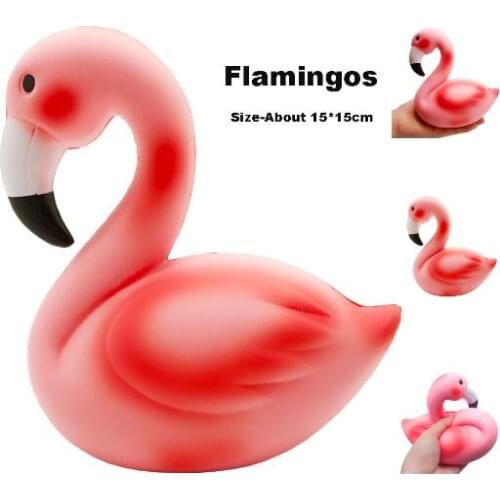 5pcs/lot Jumbo 15CM Kawaii Pink Flamingos Squishy Cute Slow Rising Fake Animal Soft Squeeze Charms Bread Cake Ice Cream Kid Toys