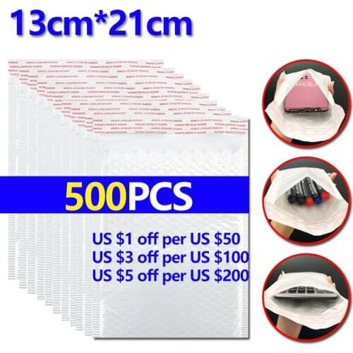 500PCS 13x21CM White Foam Envelope Bags Self Seal Mailers Padded Shipping Bubble Mailing Clothes Anti-VibrationPackages Bag