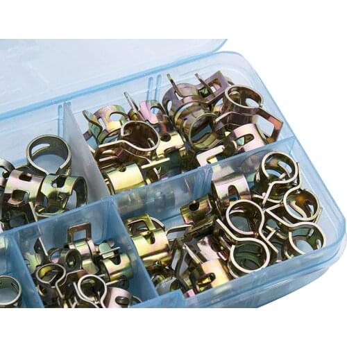 75Pcs/set 6-10mm Spring Fuel Oil Water CPU Hose Clip Pipe Tube for Band Clamp Metal Fastener Assortment Kit B105