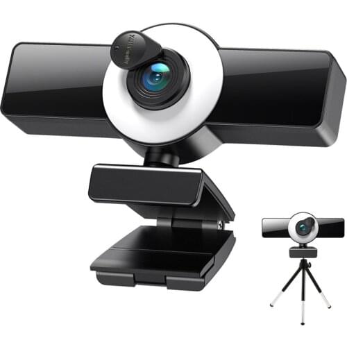 Autofocus With Beauty Light Webcam 8K 4K 2K 1080P HD Web Camera PC Laptop Desktop Computer Microphone Ring Light Tripod Web Cam