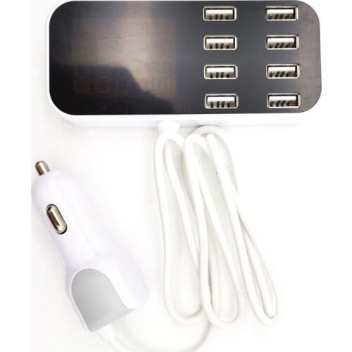 12-24V Car Multi-port 8 USB Smart Charger LCD Display Short-circuit Protection