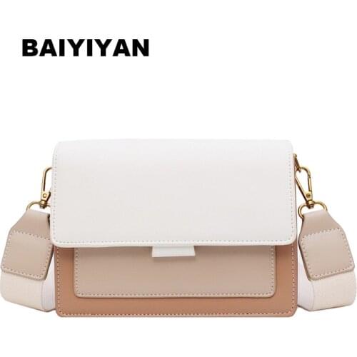 BAIYIYAN Women PU Leather Panelled Chain Shoulder Bag Fashion Crossbody Bag Ladies Pactchwork Handbags
