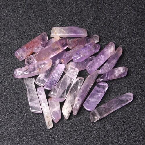5pcs/lot Natural Raw Amethysts Crystal Quartz Point Beads Top Drilled Purple Stick Point Loose Beads Pendant for Jewelry Making