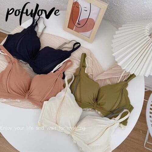 Sexy Teen Girl Push Up Bras Wire Free Seamless Bralette Underwear Bow Cute Bra and Panty Sets Women Lingerie Brassiere Student