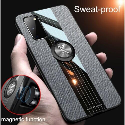 For Samsung Galaxy S20 FE Plus Ultra Case Fabric Hard Cover Ring Holder Soft Frame Cloth Phone Case For Samsung Galaxy S20 FE