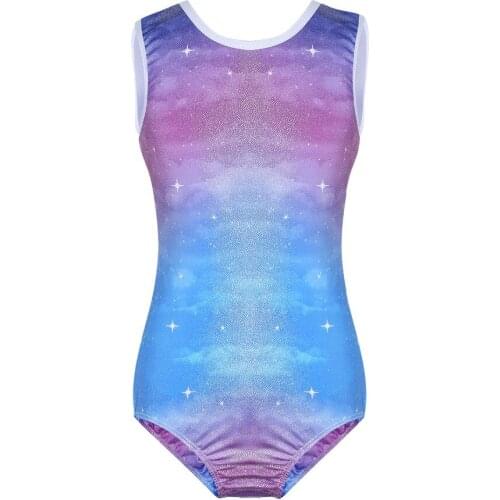 Children gymnastics leotard galaxy holographic printing gymnastic leotard performance leotard rave dance clothing ballet wear
