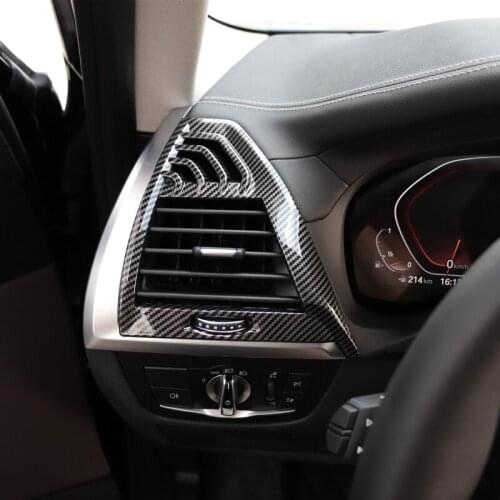 For BMW X3 X3M G01 X4 X4M G02 2Pcs M Sport ABS Carbon Fiber Decorative Cover Outlet Front Air Conditioner Car Accessories