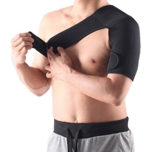 DTJH Men&Women Sport Gym Care Single Shoulder Support Back Brace Guard Strap Wrap Belt Band Pads Bandage Adjustable Black