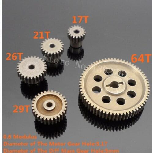HSP 11184 Metal Diff.Main Gear 64T & Motor Gear 29T/26T/21T/17T RC Parts 1/10 Car Monster Truck 94111 BRONTOSAURUS Hobby Baja