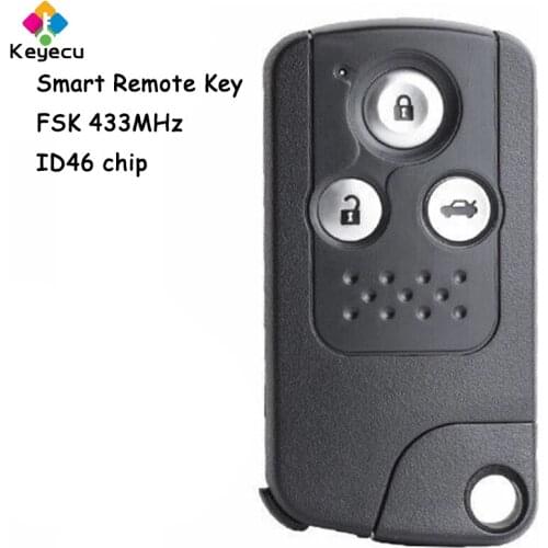 KEYECU Smart Remote Control Car Key With 3 Buttons & FSK 433MHz & ID46 Chip - FOB for Honda Civic 2009 2010 2011 2012 2013 2014