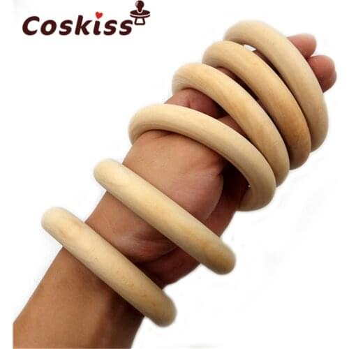 5pcs 98mm Wooden Rings Wooden Baby Teething Rings Infant Teether Toy DIY Accessories For 3-12 Month Infants Tooth Care Products