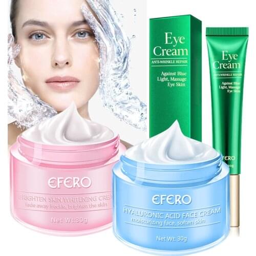 2PCS Face Cream Remove Freckle Anti-Wrinkle Whitening Face Cream Hyaluronic Acid Moisturizing Anti-aging Eye Cream Skin Care