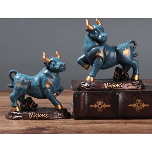 Creative Resin Ox Handicrafts Turn The Tide Of The Stock Market World Display The Mascot Of The Year Home Decoration Accessories