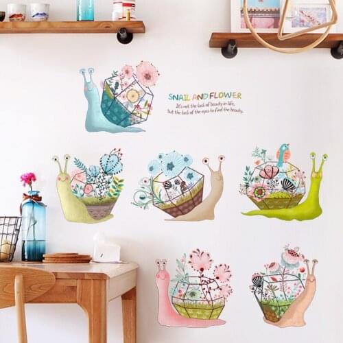 Creative Snail Wall Stickers Flowers Romantic Bedroom Living Room Background Corridor Porch Warm Decoration Cartoon Wallpaper