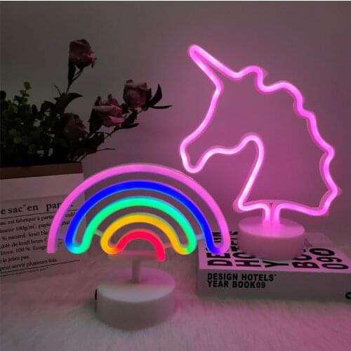 Creativity Rainbow ice Cream Shape LED Neon Night Light Xmas Party Home Decoration Kids Gift USB/Battery Operated Table Lamp