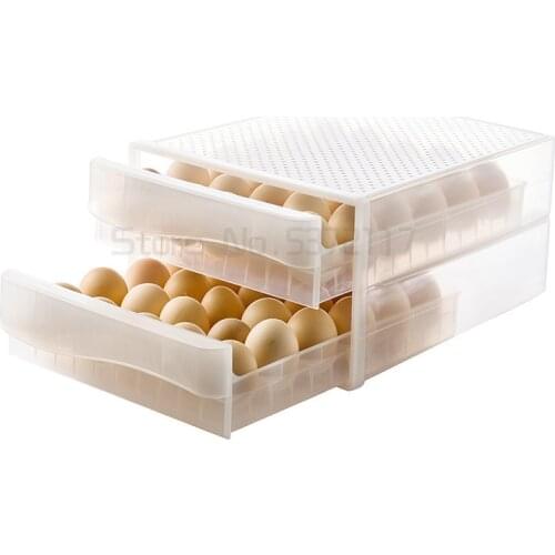 Kitchen food preservation egg storage box refrigerator drawer egg box transparent shockproof double layer duck egg tray