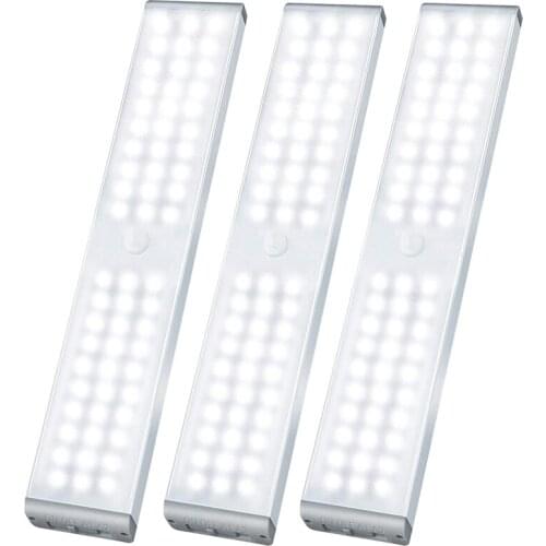 LED Closet Light,60 LED Rechargeable Motion Sensor Closet Light Lighting,For Stairs Wardrobe Kitchen Hallway,3 Pack Promotion