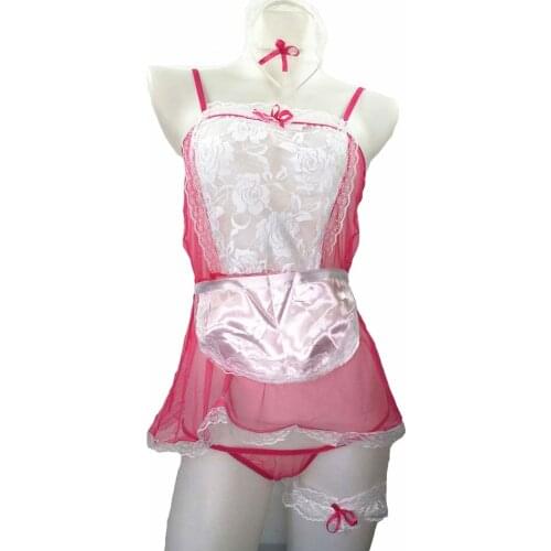 Cute Lolita Maid Uniform Lingerie Women Sexy Underwear Sexy Erotic Lingerie Role Play Costumes Bow Lace Cosplay Black