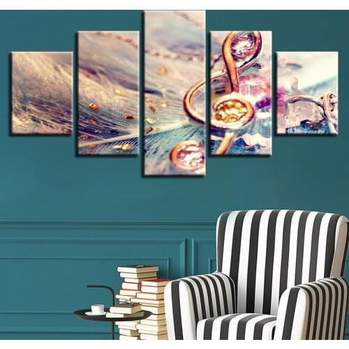 Music Poster Guitar Piano Violin Drum Phonograph DJ 5 Pieces Wall Pictures For Living Room Color Painting Art Home Decor