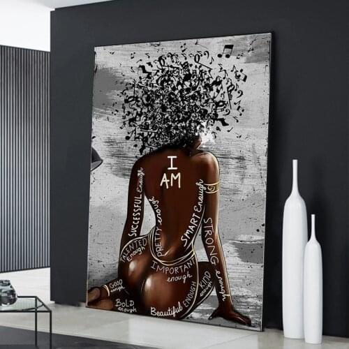 African Girl Music Wall Art poster and prints I Am Black Woman Canvas Painting Home Decor Picture for Living Room Cuadros