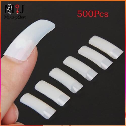 500pcs Nude White False Nail Art Design Tips French Acrylic UV Salon Design Professional Nail Lengthening Manicure Tools