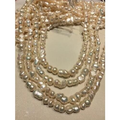 Wholesale 10-12mm White Baroque Cultured Freshwater Pearl String Jewelry 15" loose beads