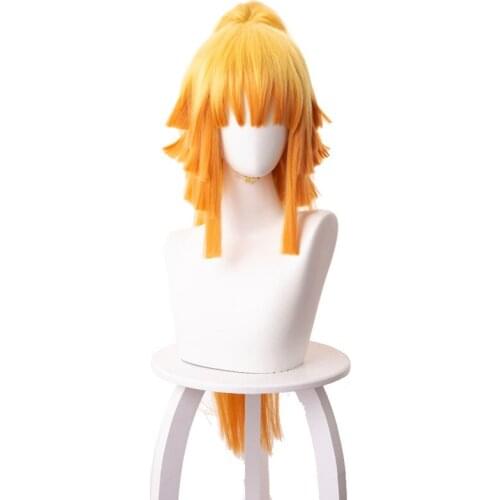 Yellow High Temperature Resistant Synthetic Hair Halloween Anime Demon Slayer: Kimetsu No Yaiba Agatsuma Zenitsu Cosplay Wig