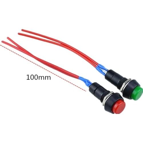 PBS-11A PBS-11B 12MM Self-locking Plastic Button Switch Blocking Switch Strip Line 100mm 3A 250V AC 2PIN