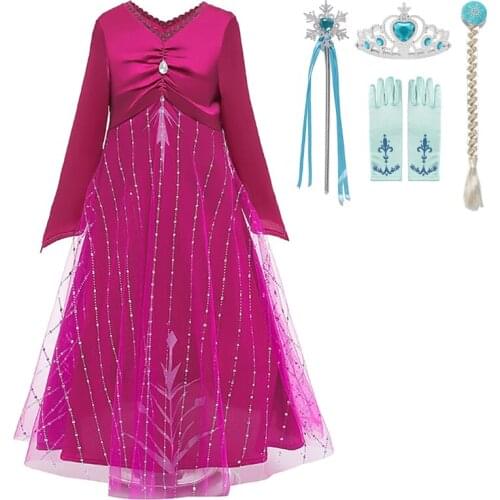 Elsa Dress Girls Carnival Party Girls Princess Halloween Cosplay Costume Snow Queen Vestido Children Birthday Gift Clothing