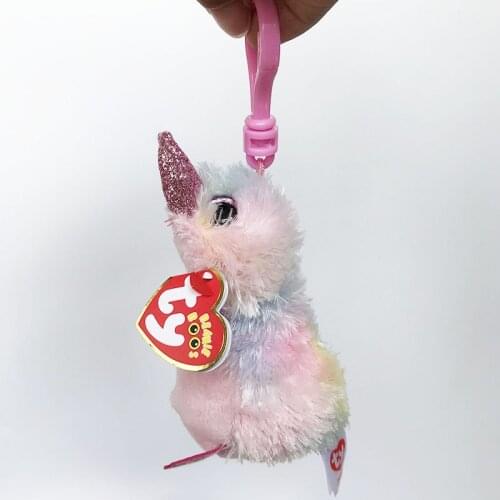 Ty Stuffed & Plush Animals Petunia The Rainbow Platypus Clip Toy Keychains 10cm