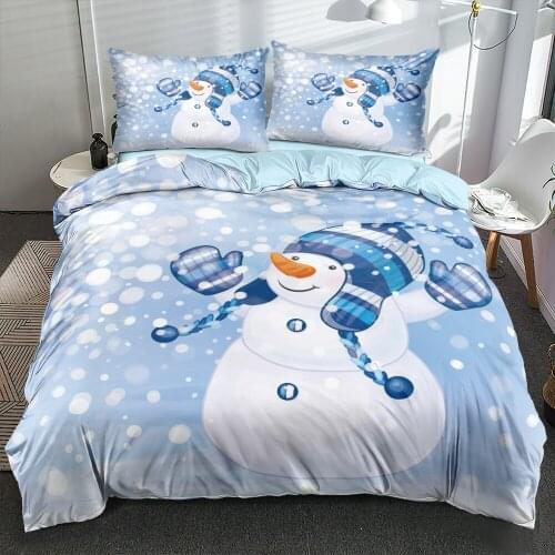 3D Duvet/Quilt Cover Set Bedding Sets Comforter Cases Pillow Covers Full Double King Queen Size Custom Lovely Snowman Bed Linen