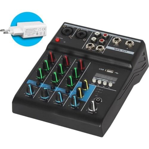 Professional Mixer 4 Channels Bluetooth Sound Mixing Console for Karaoke 090F
