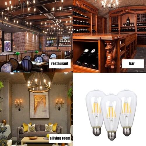 E27 ST64 Retro LED Bulb 4W 6W 8W 12W Retro Edison LED Filament Bulb Lamp 220V Light Bulb Ampoule Replace Incandescent Light
