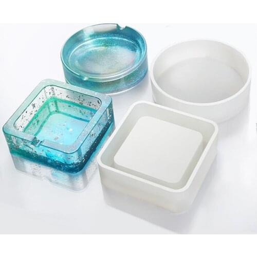 Silicone Ashtray Mold Jewelry Case Making Round Square Moulds Epoxy Resin Casting Craft DIY Household Handmade Tool