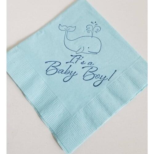 Custom Its a Baby Boy Any Text Baby shower Baptism bride/Groom Wedding Napkins bridesmaid Time and date ,Friendship