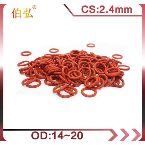 10PCS/lot Red Silicon O-Ring Silicone/VMQ 2.4mm Thickness OD14/15/16/17/18/19/20mm Rubber O Ring Seal Gasket Rings Washer