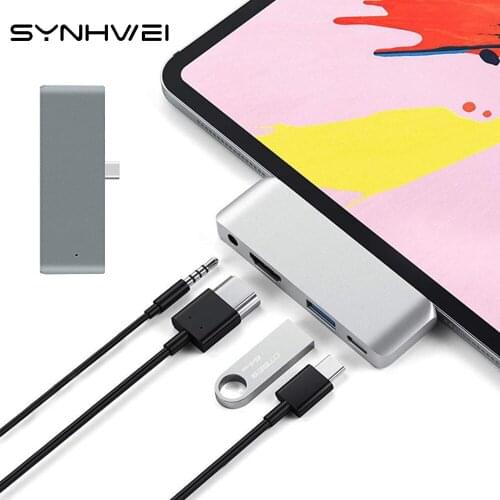 USB C Hub Mobile Pro Adapter For 2020 iPad Tablet with Charging USB 3.0 3.5mm AUX Headphone Jack HDMI-compatible For Laptop