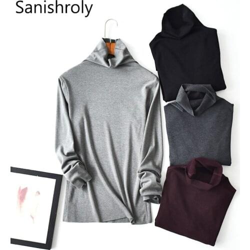 Sanishroly Autumn Winter Women Turtleneck T-Shirts Tee Warm Thick Velvet T Shirt Ladies Long Sleeve T Shirts Tops Plus Size S321