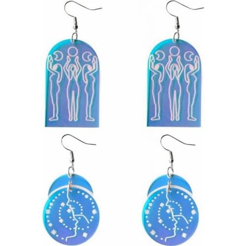 Transaprent Mix Color Starry Night Cleopatra Acrylic Earrings for Women Girls Geometric Half Circle Dangle Earrings Ear Jewelry