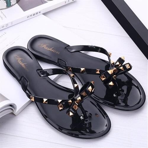 Fashion Woman Flip Flops Summer Shoes Cool Beach Big Bow Flat Sandals Jelly Shoes Sandals Girls Size 36-40