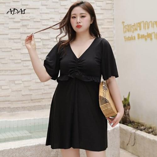 Womens Swimwear 2021 Bathing Suits Monokini One-piece Swimsuit with Skirt Ruffles Sleeves Large Size Bikini Summer Beachwear