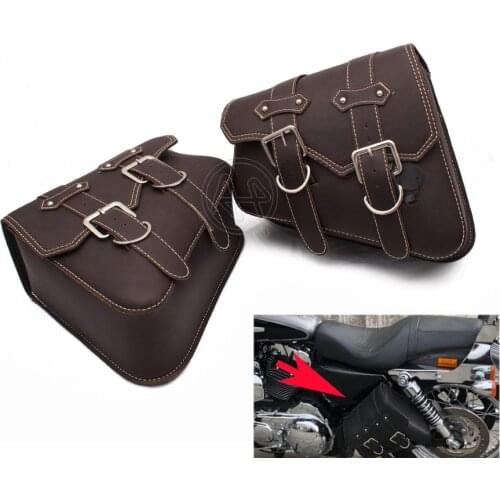 1pair Universal Motorcycle Bag Leather Left Right Side Saddle Bags Storage Tool Pouches Luggage Bag For Harley Honda