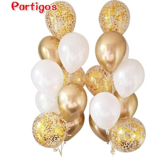 18pcs Metal Chrome Gold Silver Latex Balloons Transparent Golden Confetti Balloon Wedding Birthday Rose Gold Party Decor Balaos