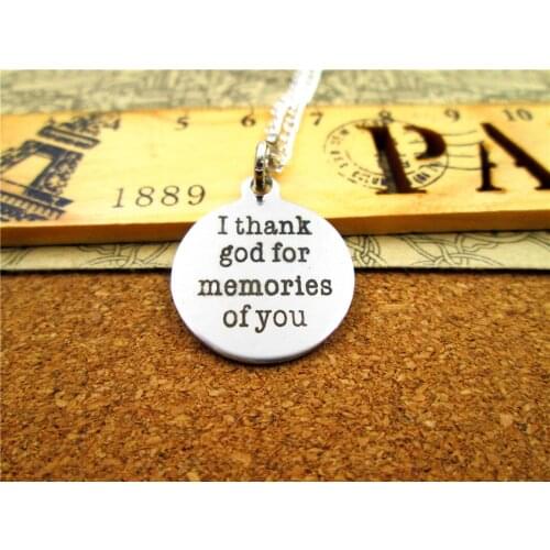 3pcs/lot Fashion stainless steel necklace "I thank god for memories you" Pendant necklace Jewelry Gift more style for choosing