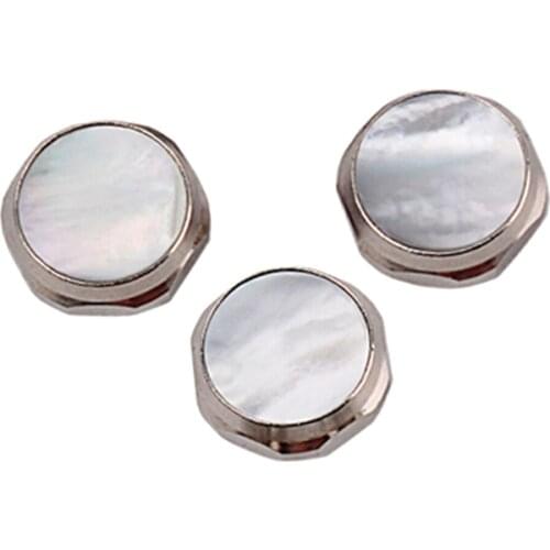 3 Pieces Alloy Shell Inlays Trumpet Finger Buttons Brass Instrument Accessories, White