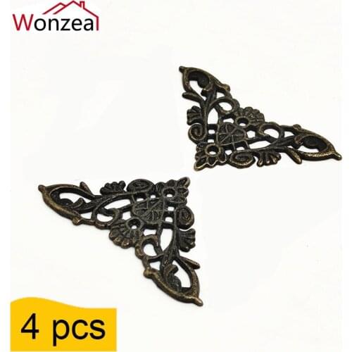 4pcs Jewelry Box Protector Decoration Corner Bracket Antique Frame Book Menus Butterfly Protector