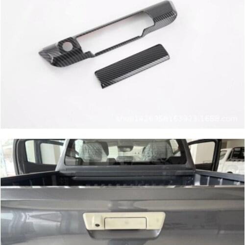 ABS Carbon fiber Car Rear Trunk Handle Bar Cover Frame Trim Sticker For ISUZU D-MAX 2021