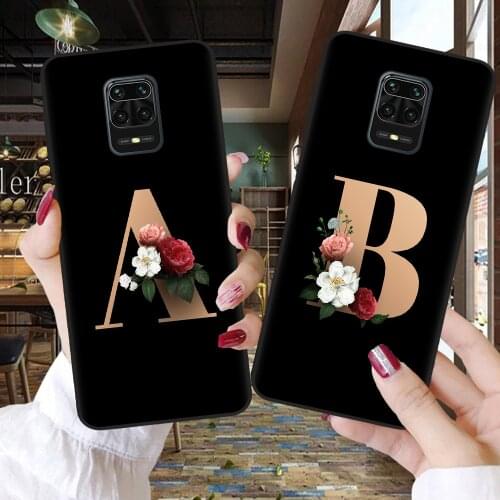 Phone Cover For Xiaomi Mi 10T Lite 10 Ultra Redmi Note 9S 7 8 9 Pro 8T Custom Letter Monogram A B C Flower Shell Coque Fundas