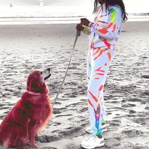 Home Wear Leisure Two-piece Hooded Collar Female Long-sleeved Sweater Trousers Suit Spring and Autumn Fashion Womens Suit