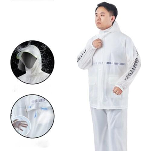 2020 Waterproof Motorcycle Raincoat Rain Pants Set Full Body Rainproof Men and Women Adult Split Transparent Waterproof Outdoor